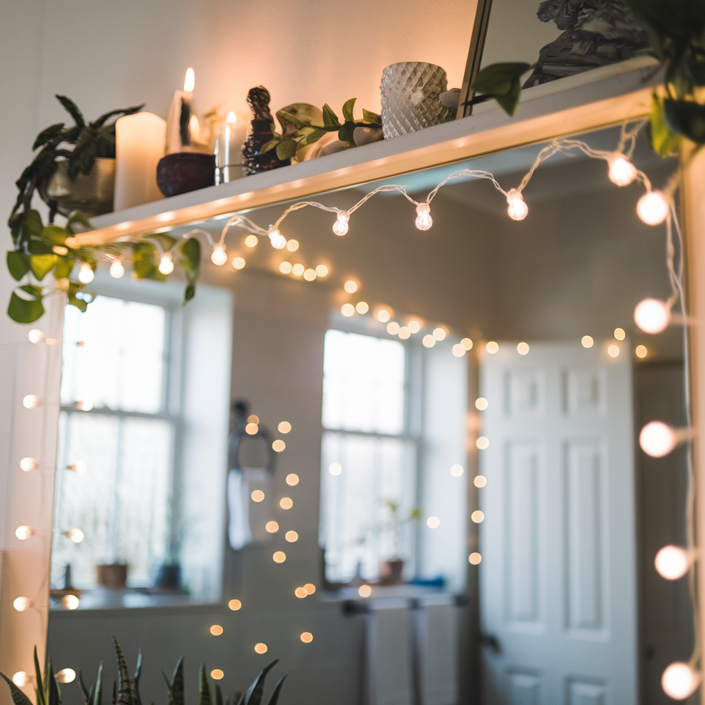 Fairy Lights Around Your Mirror
