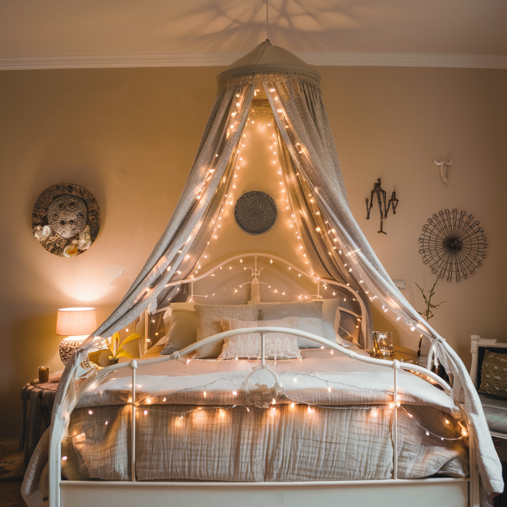 Fairy Lights Canopy Over Your Bed