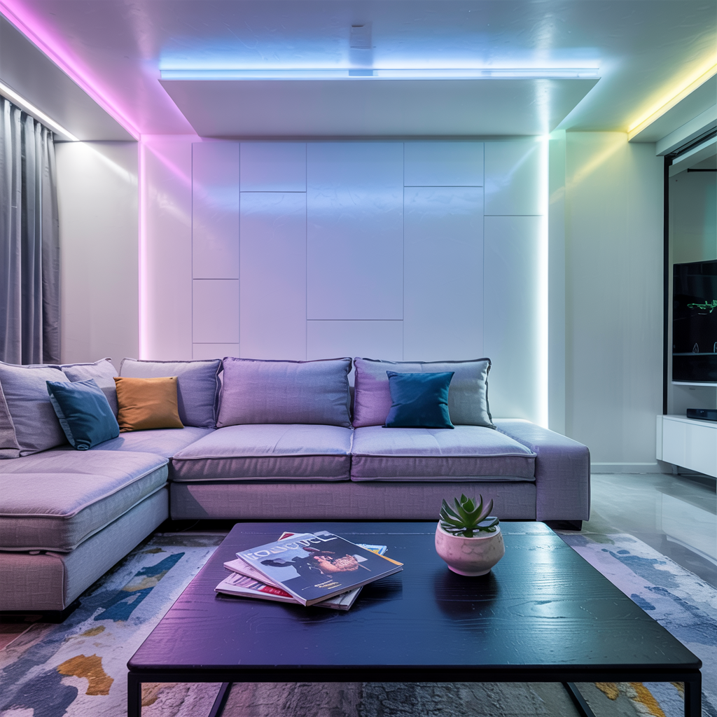 Vibrant Living Room with RGB LED Strips