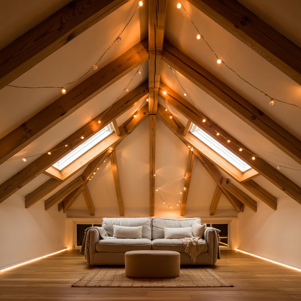 Rope Lighting Along Beams: Subtle and Stunning
