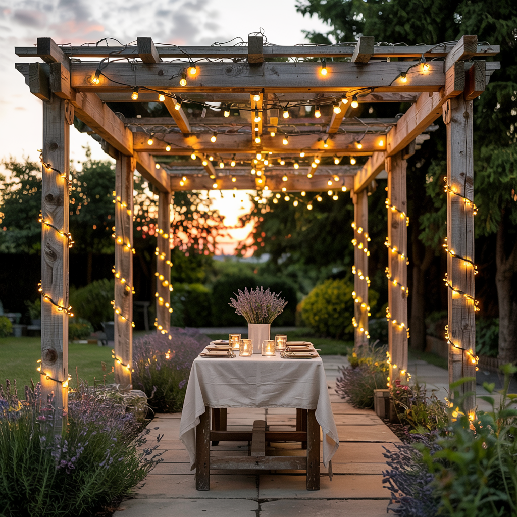 Fairy LED Lights Wrapped Around Columns