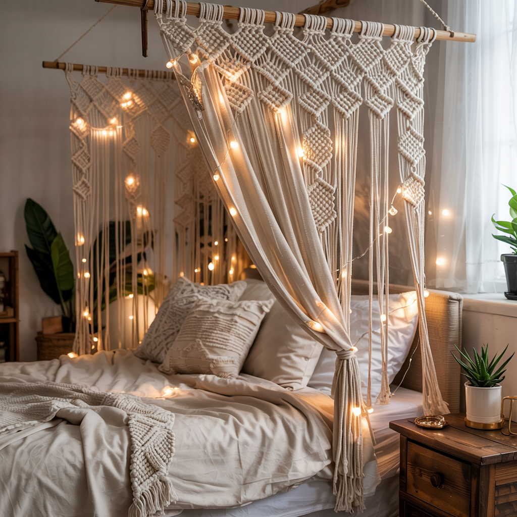Curtain Lights Behind Tapestry