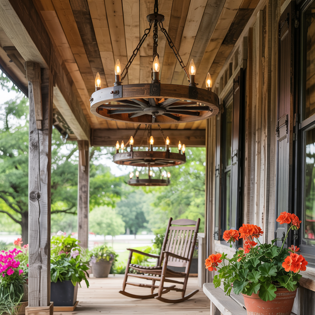 Rustic Wagon Wheel Chandeliers