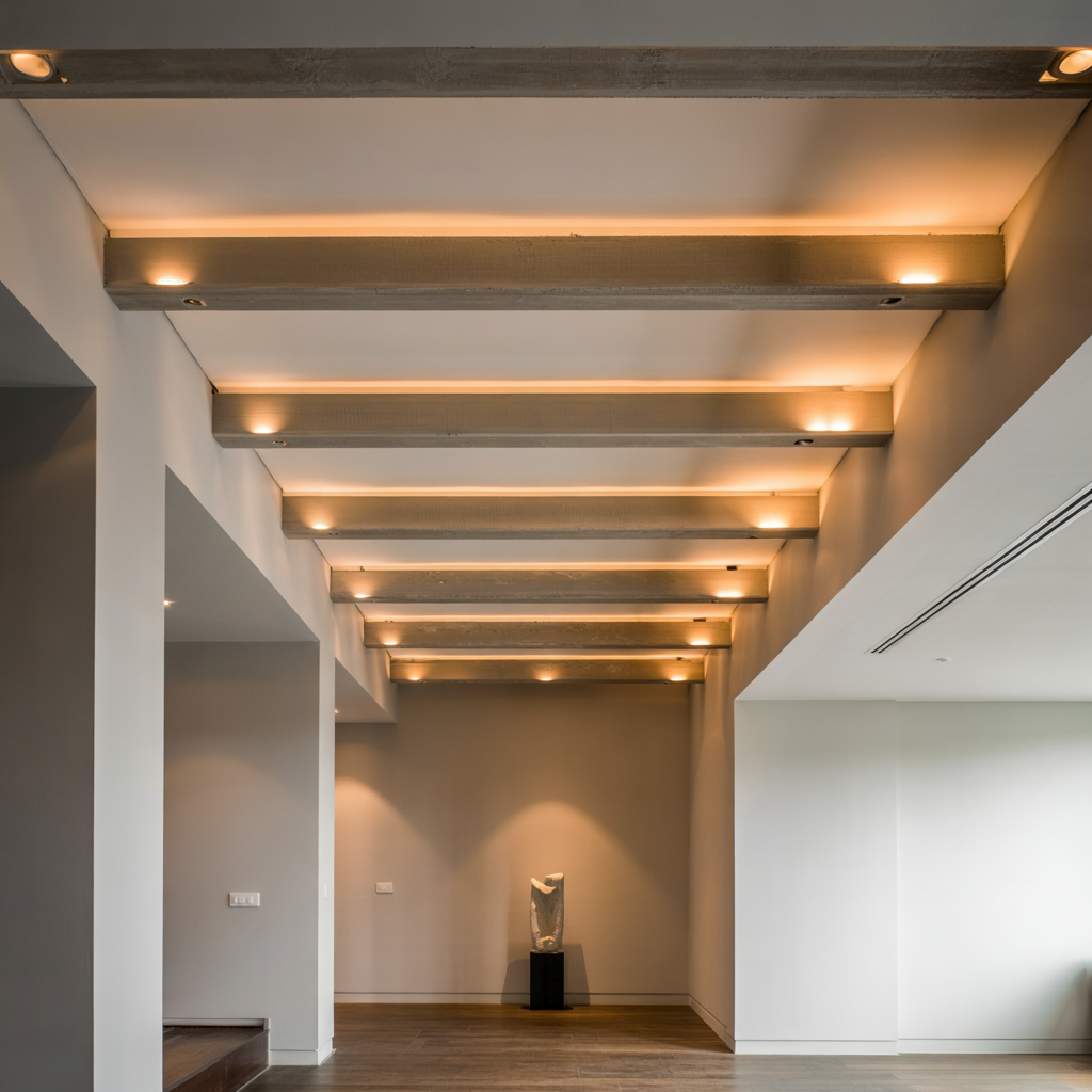 Recessed Uplighting Hidden in the Beam