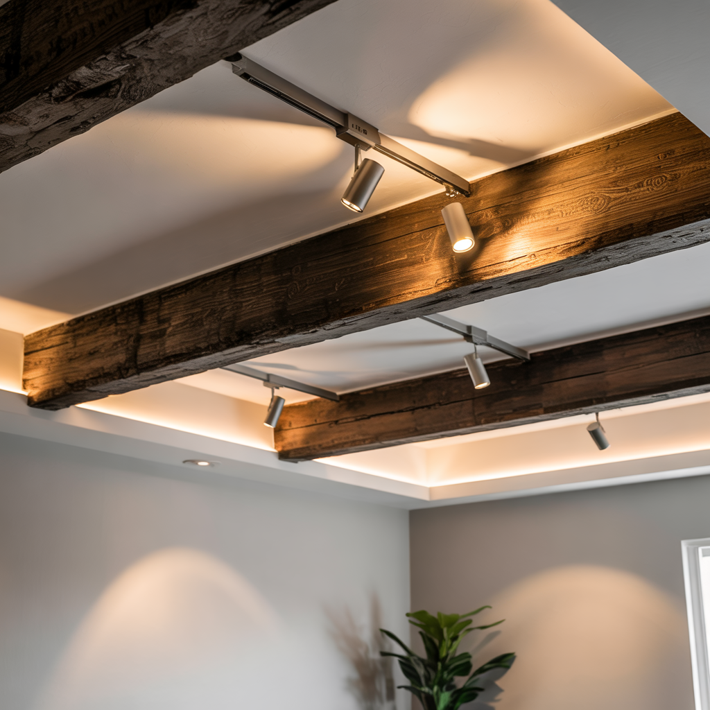 Track Lighting Along the Beam